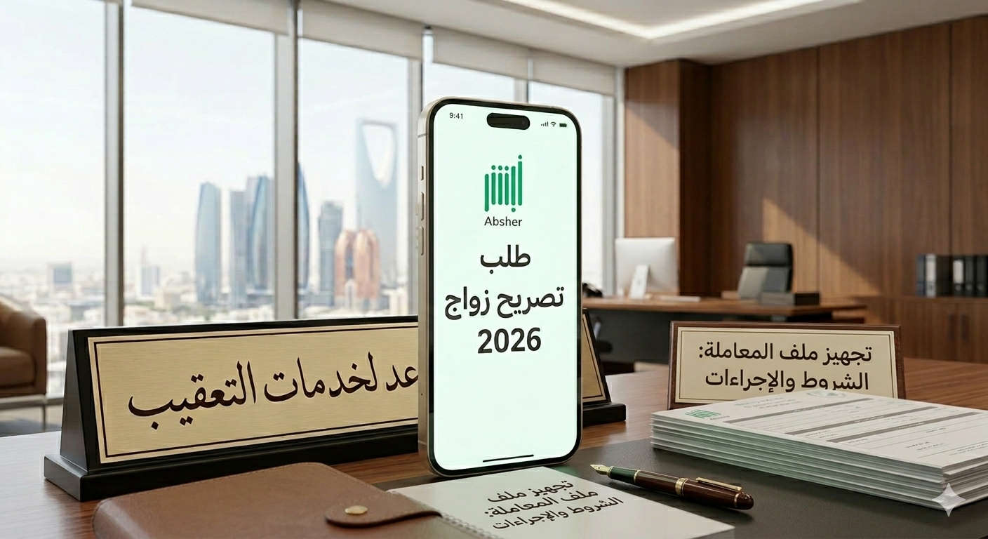 خطوات استخراج تصريح زواج عبر منصة أبشر 2026 - مكتب أبو مساعد