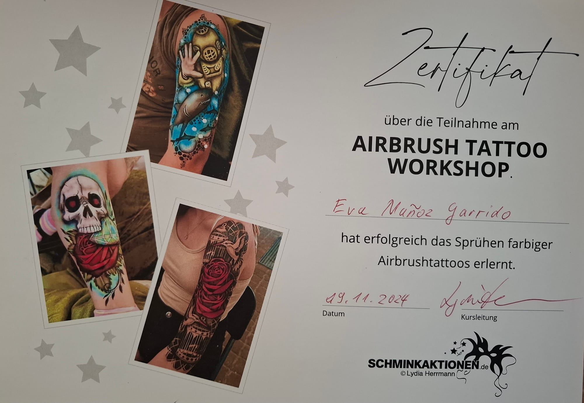 Zertifikat Airbrush Tattoo Workshop