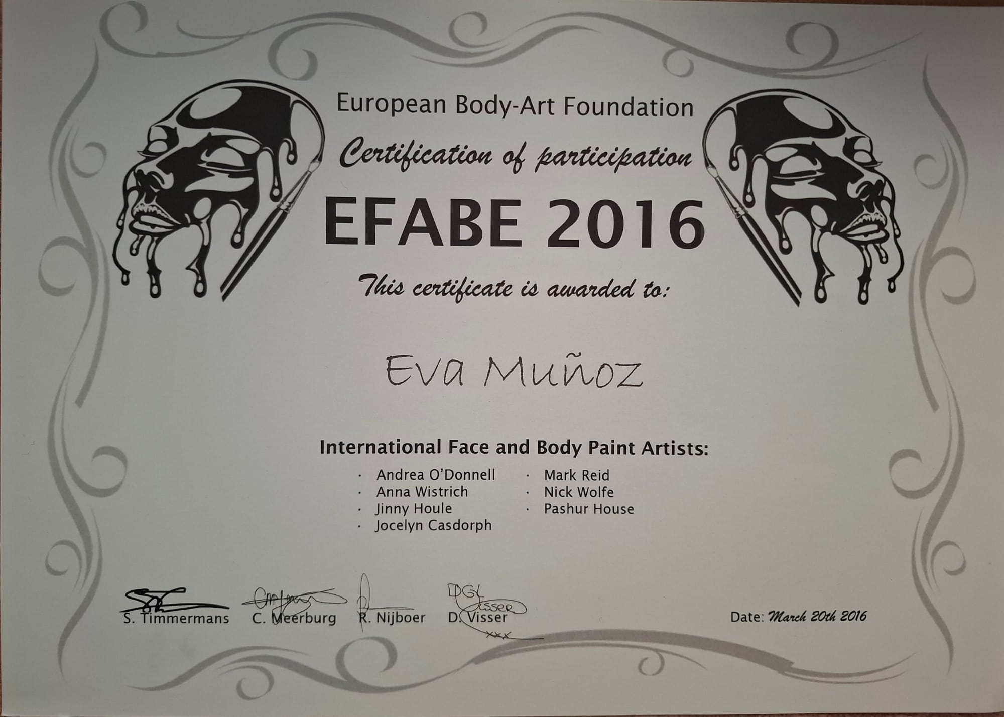 Teilnahmezertifikat EFABE 2016