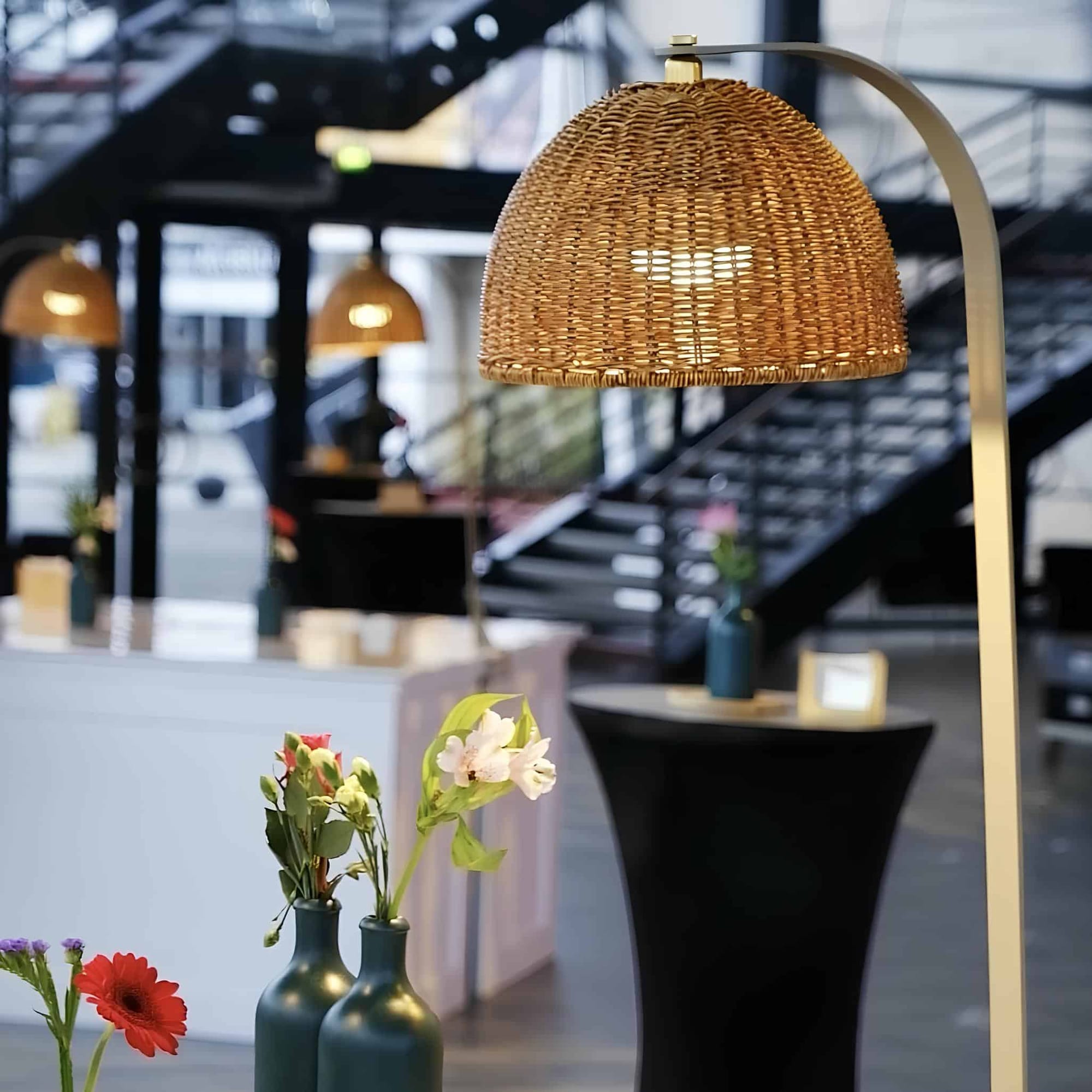 Bras déporté GalaNocta + Bulbee + Abat-jour polyrotin tressé 20