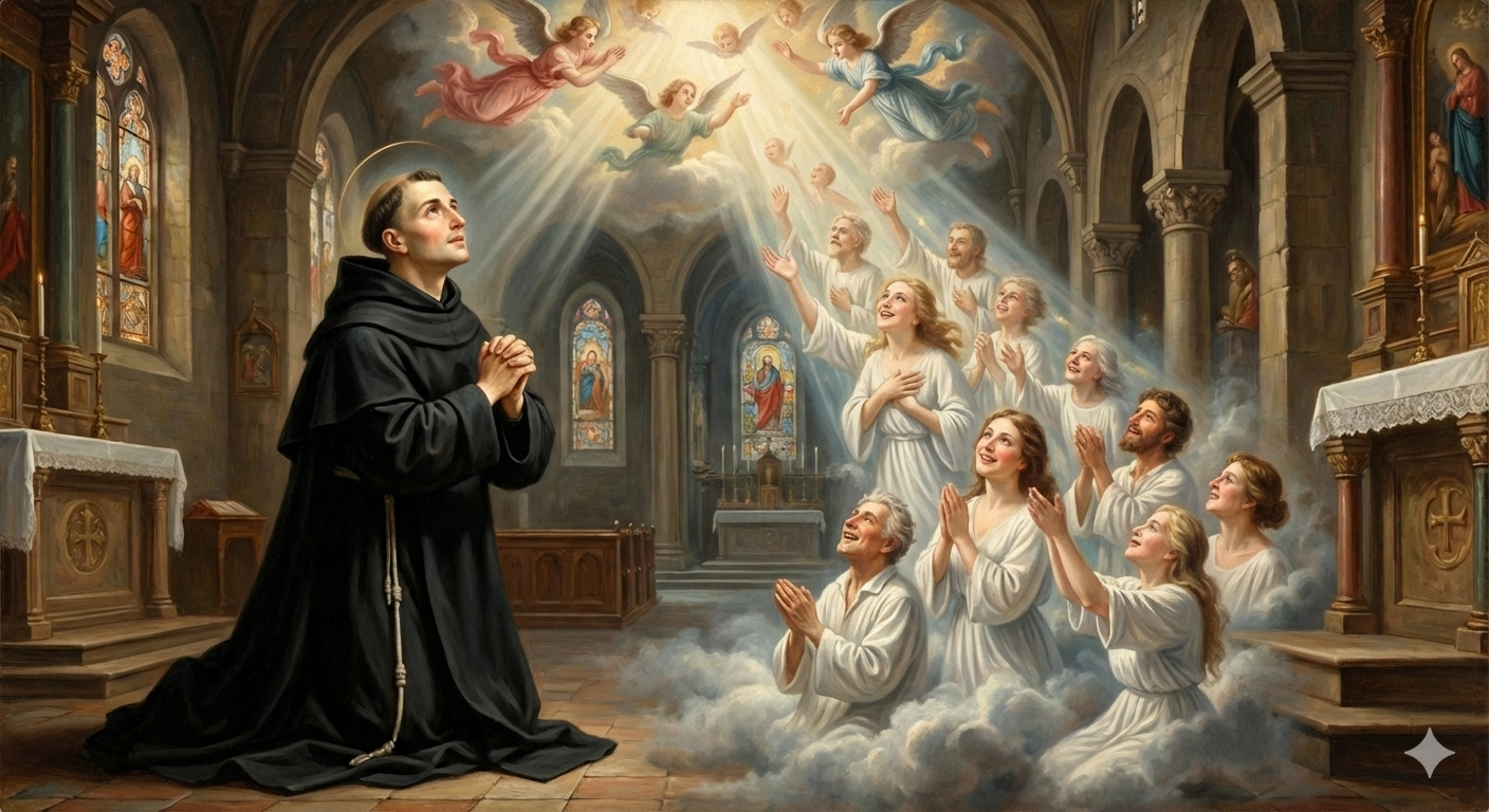 As missas ofertadas por São Nicolau de Tolentino elevaram ao céu inúmeras almas do purgatório que clamavam por ajuda