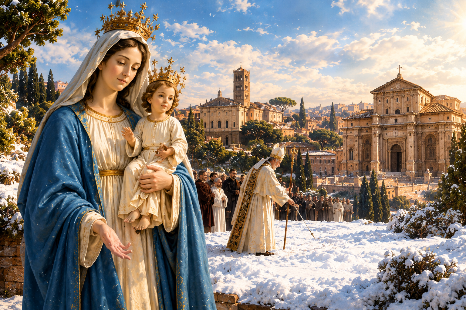 Nossa Senhora das Neves: o dia em que o topo de uma montanha apareceu coberta de neve em pleno verão indicando o local da construção da igreja