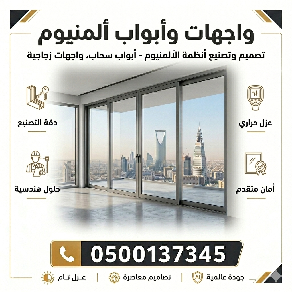 أبواب ألمنيوم زجاج سحاب – تصاميم عصرية وجودة عالية