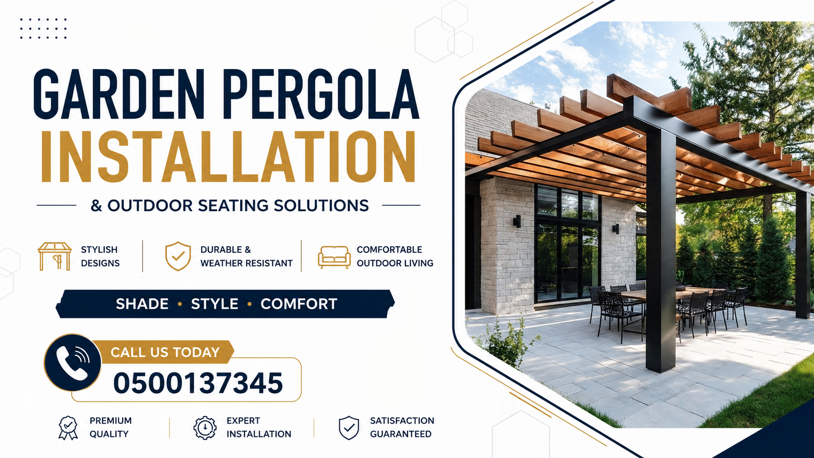 Garden Pergola Installation in Riyadh | Outdoor Pergolas & Seating Solutions | 0500137345