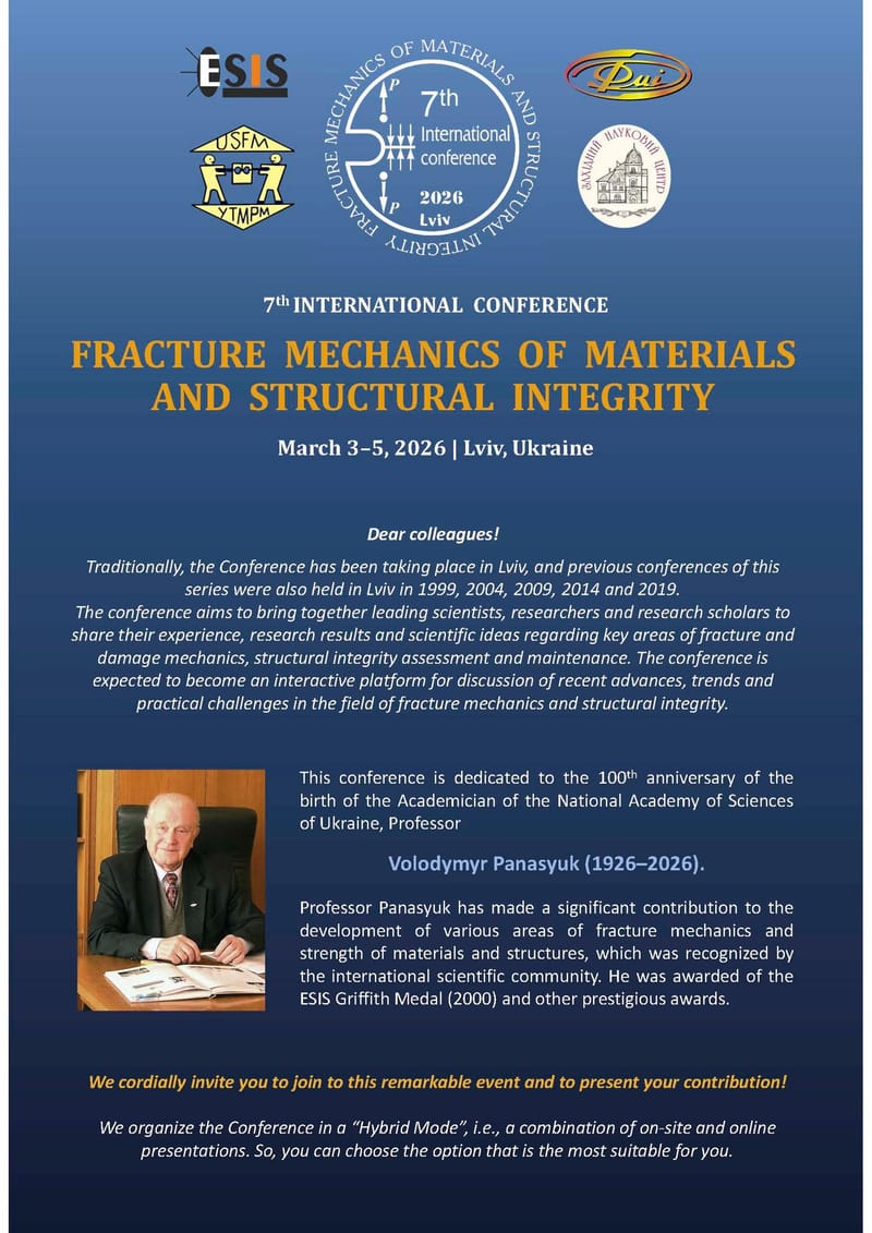 7th International Conference  "Fracture Mechanics of Materials and Structural Integrity"