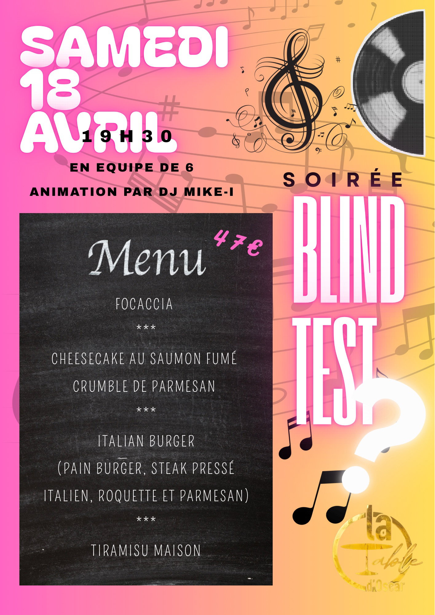 SOIREE BLIND TEST