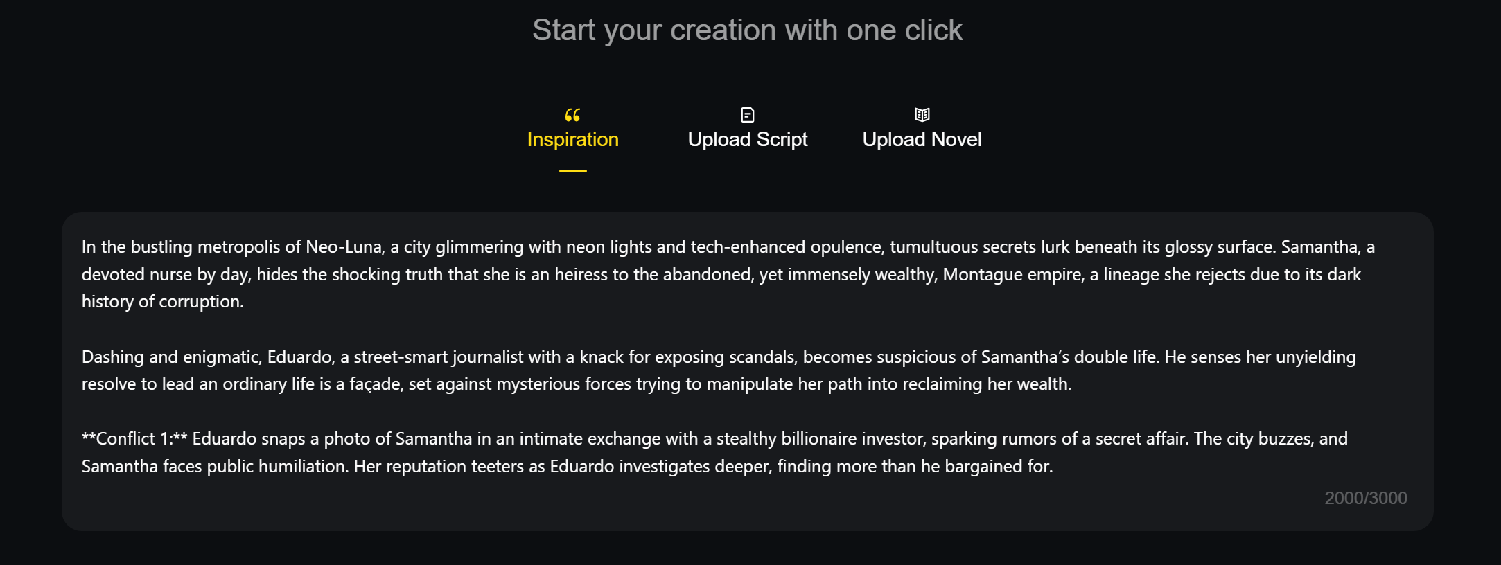 Interfaccia SkyReels AI Generate Drama