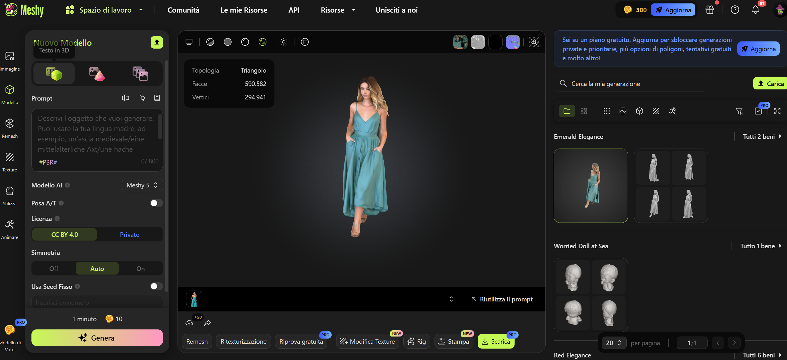 meshy ai da immagine a 3D editor gratis