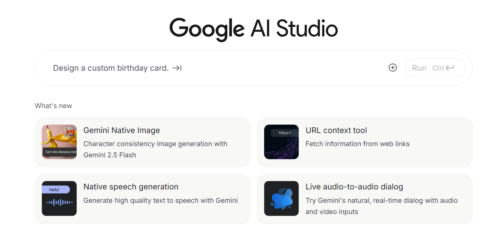 Google ai studio home