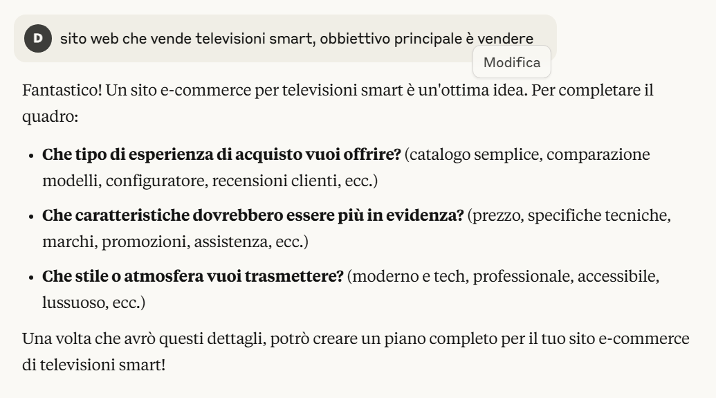 Claude ai artefatti creazione sito web