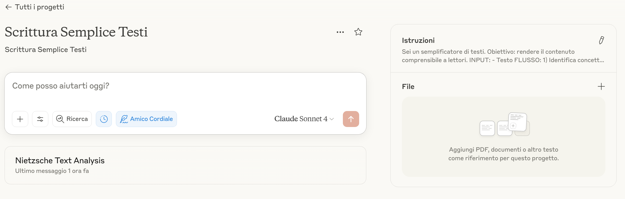 Claude AI Progetti