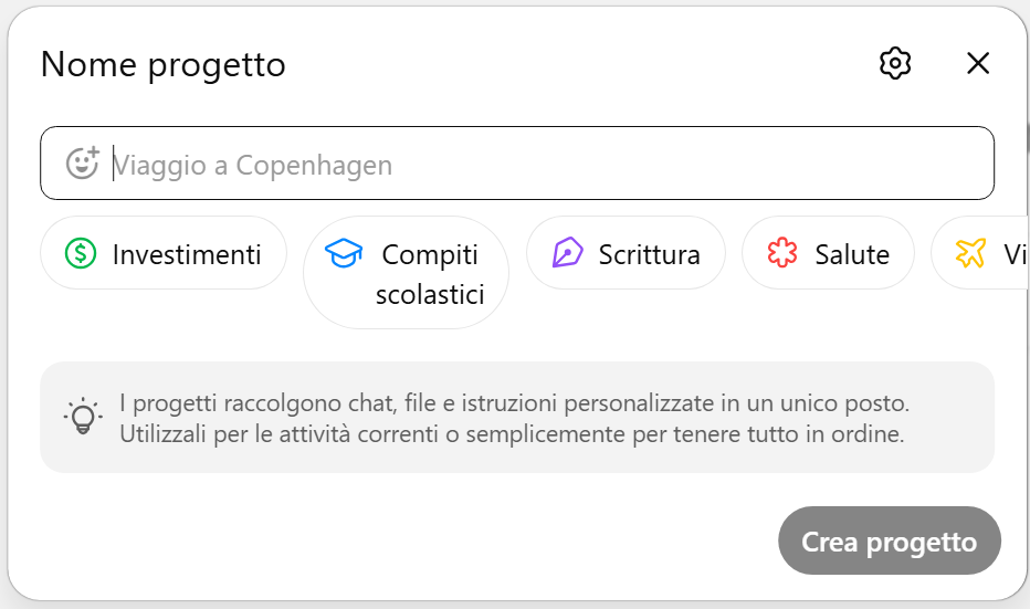 ChatGPT AI Progetti