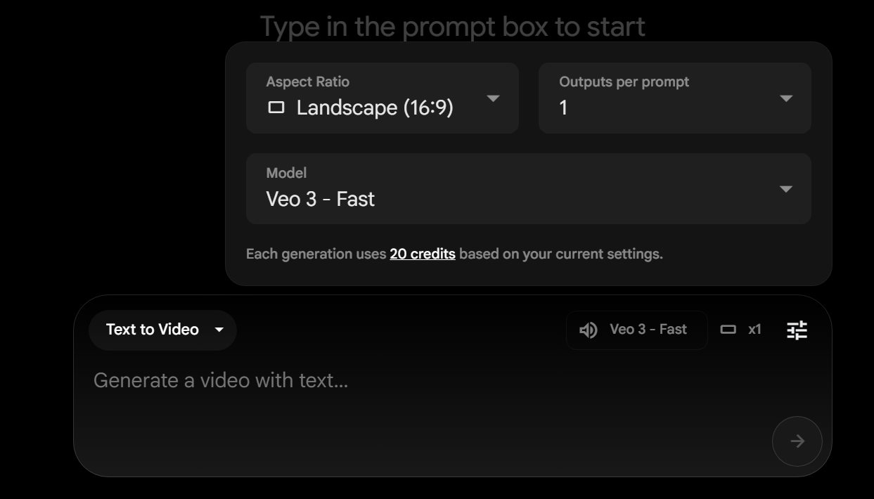 Google flow AI Veo3 Fast