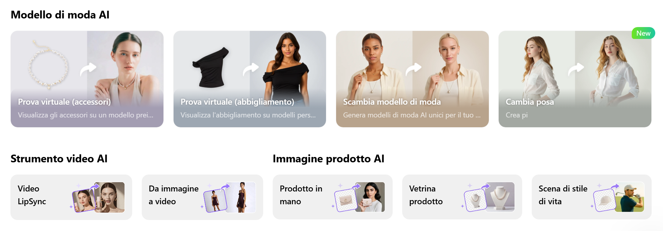 SellerPic AI Virtual try on Immagini e Video tools