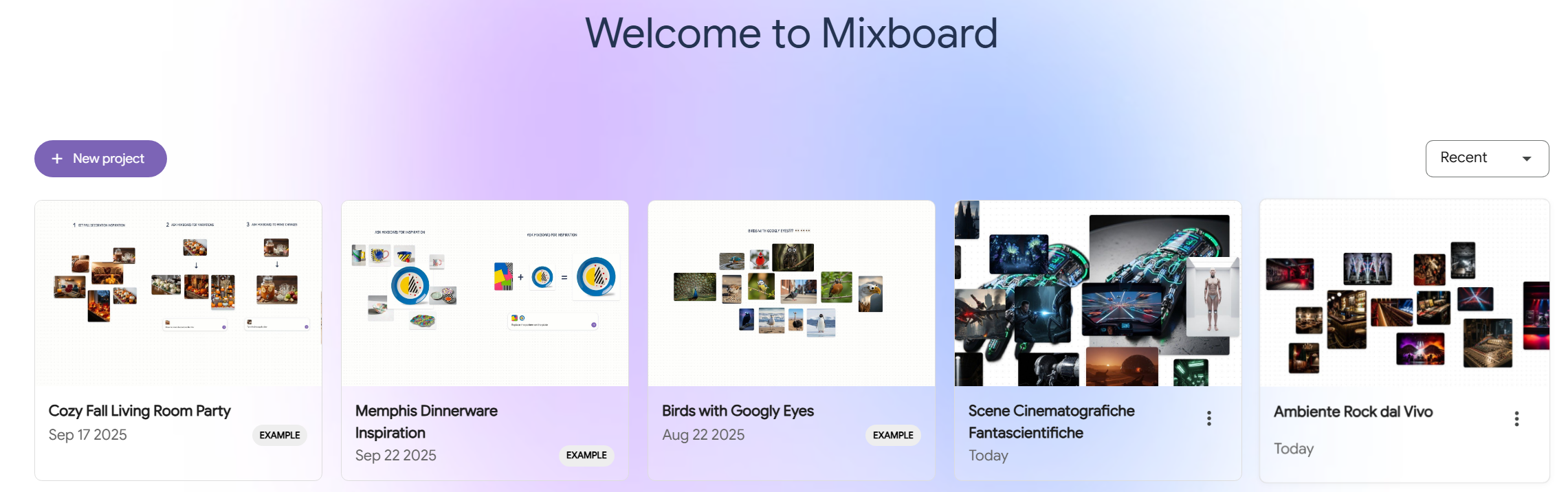 google mixboard homepage