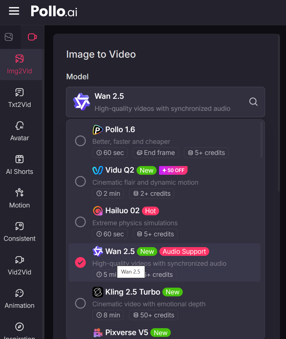 Wan 2.5 AI VIDEO POLLO AI con Lipsync Audio in Alta Qualità
