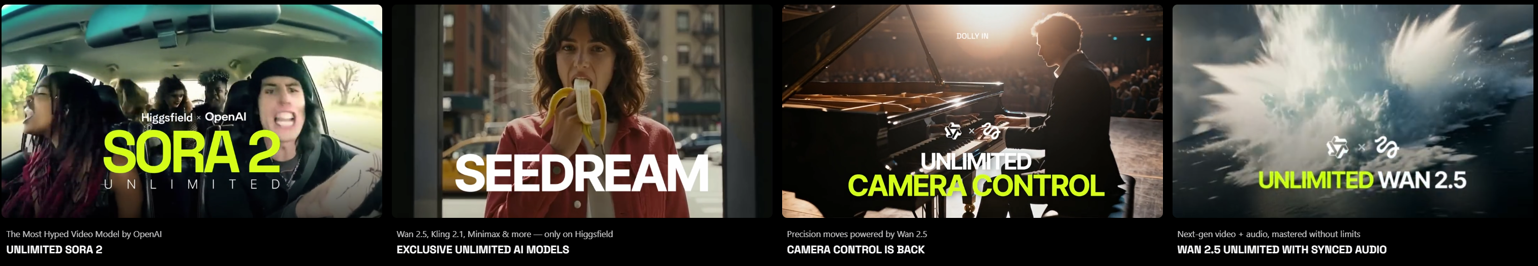 higgsfield ai immagini  e video illimitati con sora wan kling