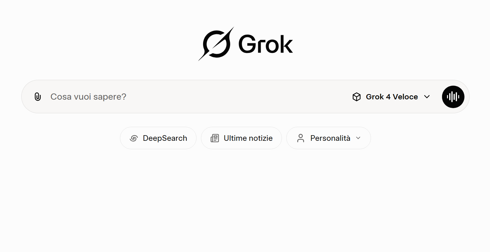 Grok AI Chatbot Homepage