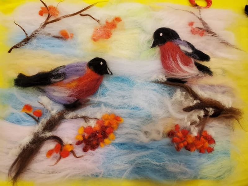 ШЕРСТЯНАЯ АКВАРЕЛЬ. Розовый Фламинго.