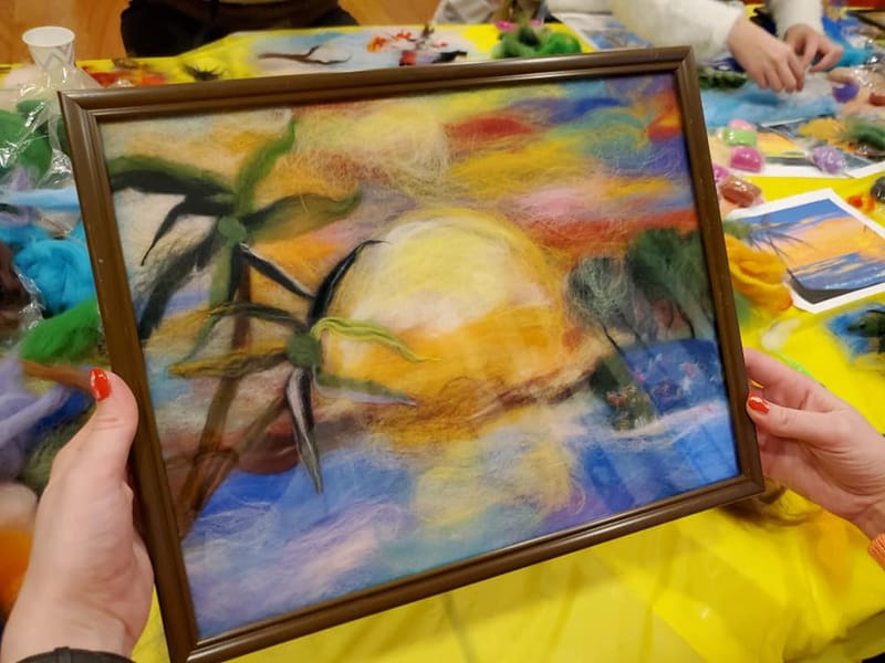 ДЛЯ ВЗРОСЛЫХ! К Дню Мамы! Картина из шерсти