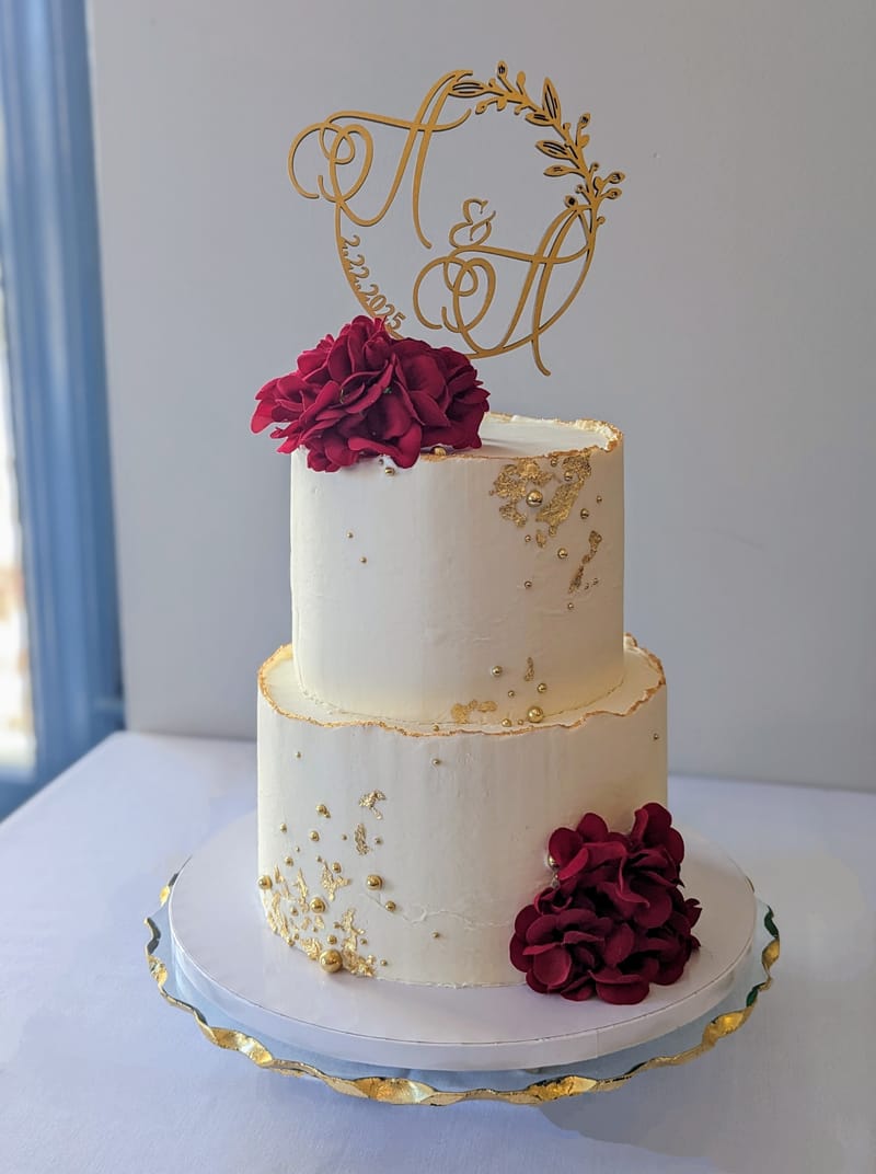 Red Floral Wedding Cake