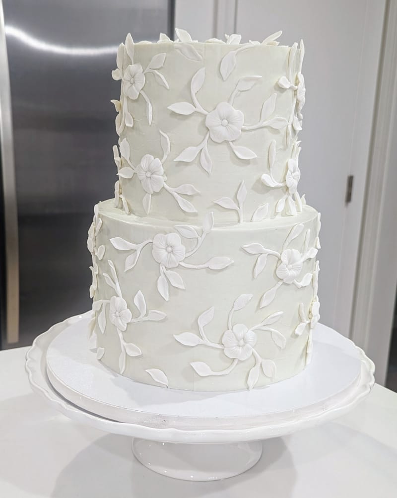 White on White Floral Wedding Cake