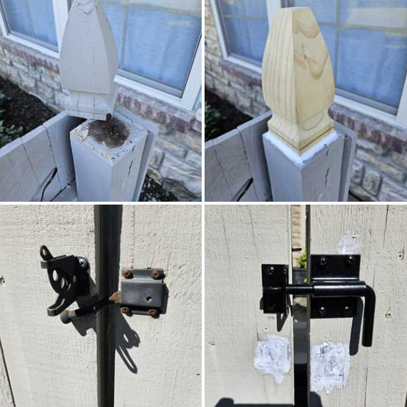 Fence Post Caps and Latches Replaced