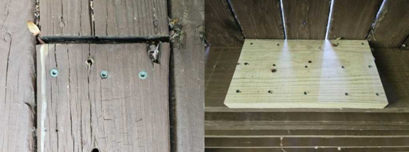 Decking Board Secured to Added Support Board