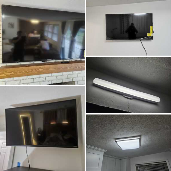 Mounted TVs to Walls and Installed New Closet and Kitchen Lighting