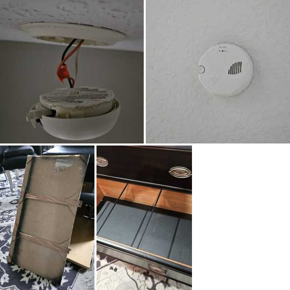 Several Smoke Alarms Replaced and File Cabinet Drawer Bottom Reinstalled and Secured