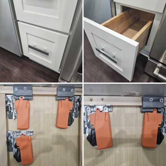 One of the Two Bottom Drawer Track Latches Replaced