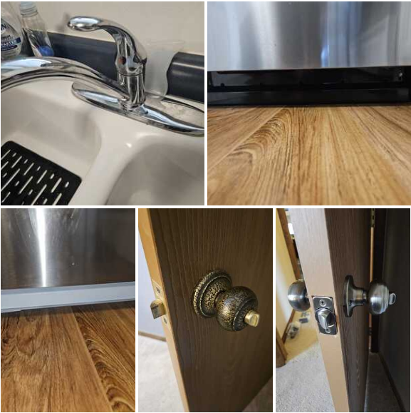 The client needed a kitchen sink faucet replaced, the kick plate at the bottom of their dishwasher painted white and (3) door knobs replaced.