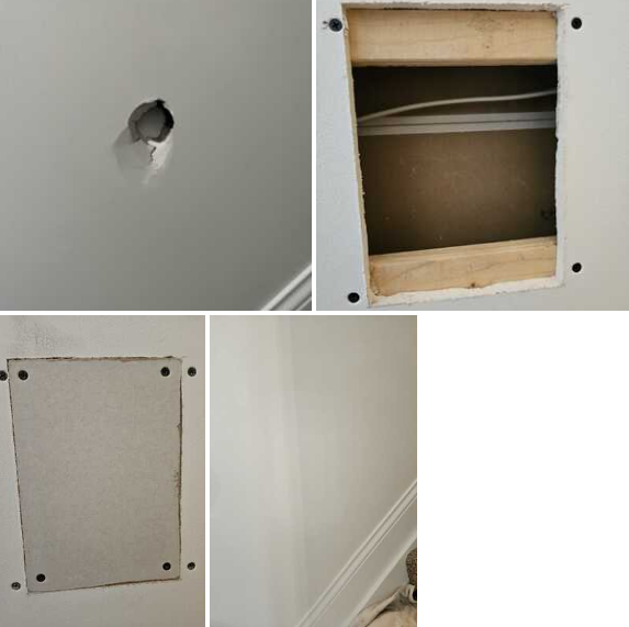 The client needed a stairway wall repaired, patched and painted.