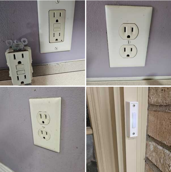 Replaced a GFCI receptacle that was nuisance tripping. Also removed a malfunctioning Ring camera and installed a new doorbell button.