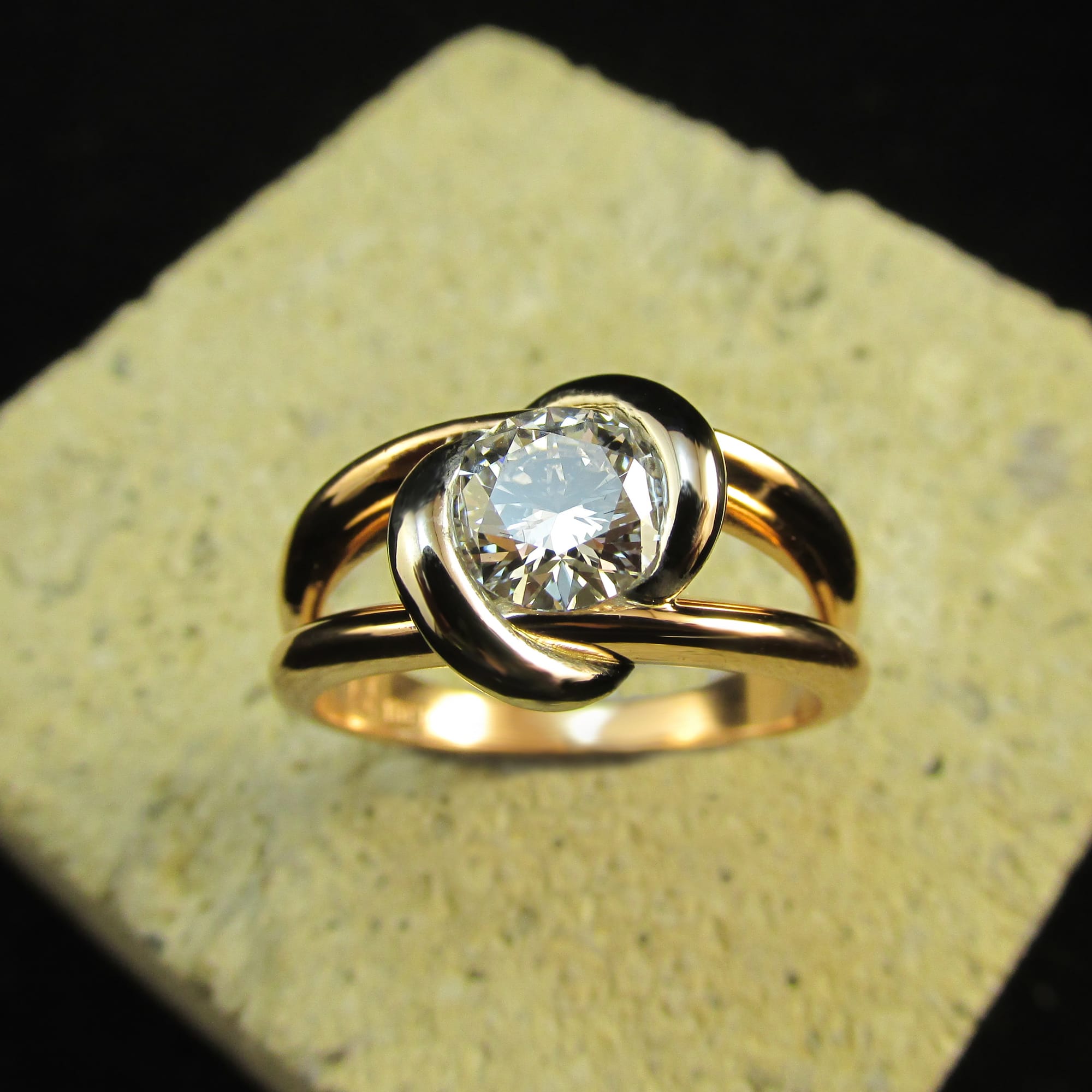 18ct Rose & White Gold Lab Grown Diamond Cross Over Ring (Ref#26060)