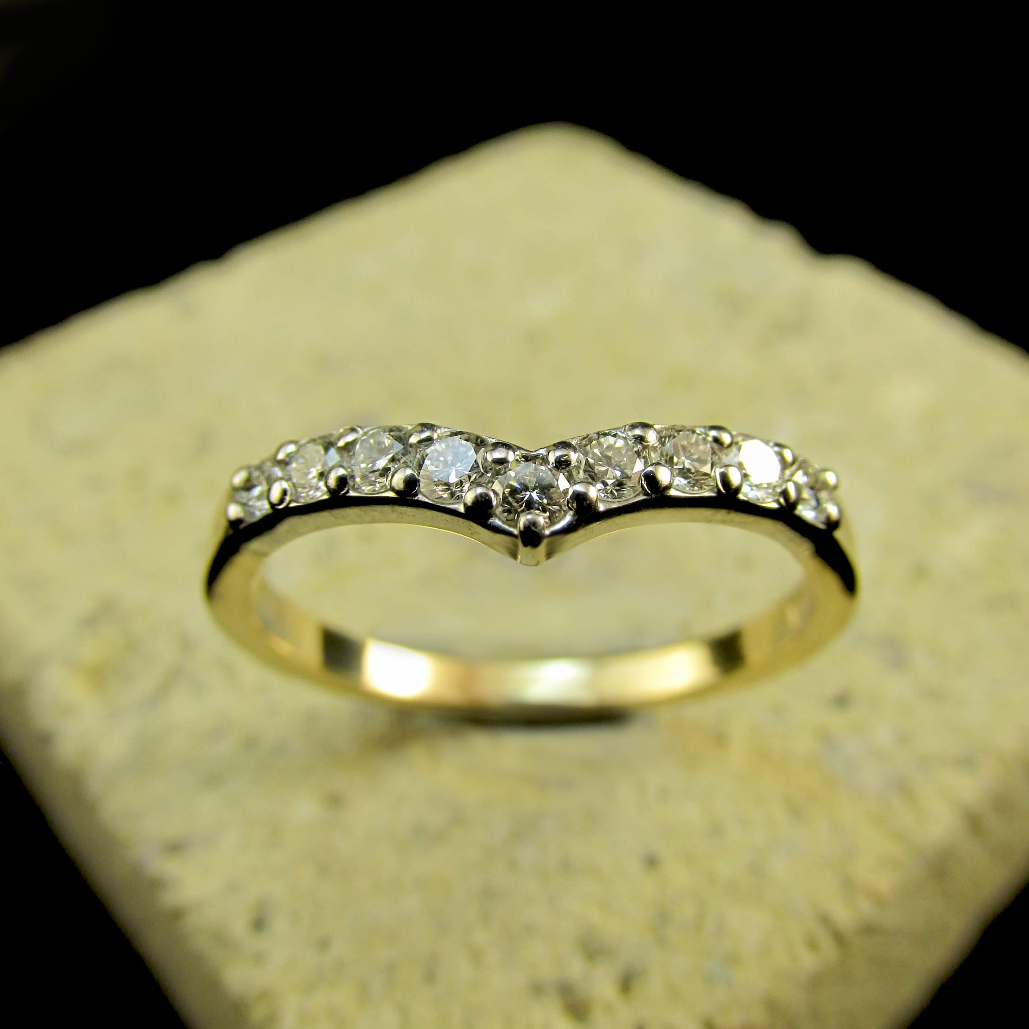 9ct Yellow Gold V shaped Lab Grown Diamond Ring (Ref#26072)