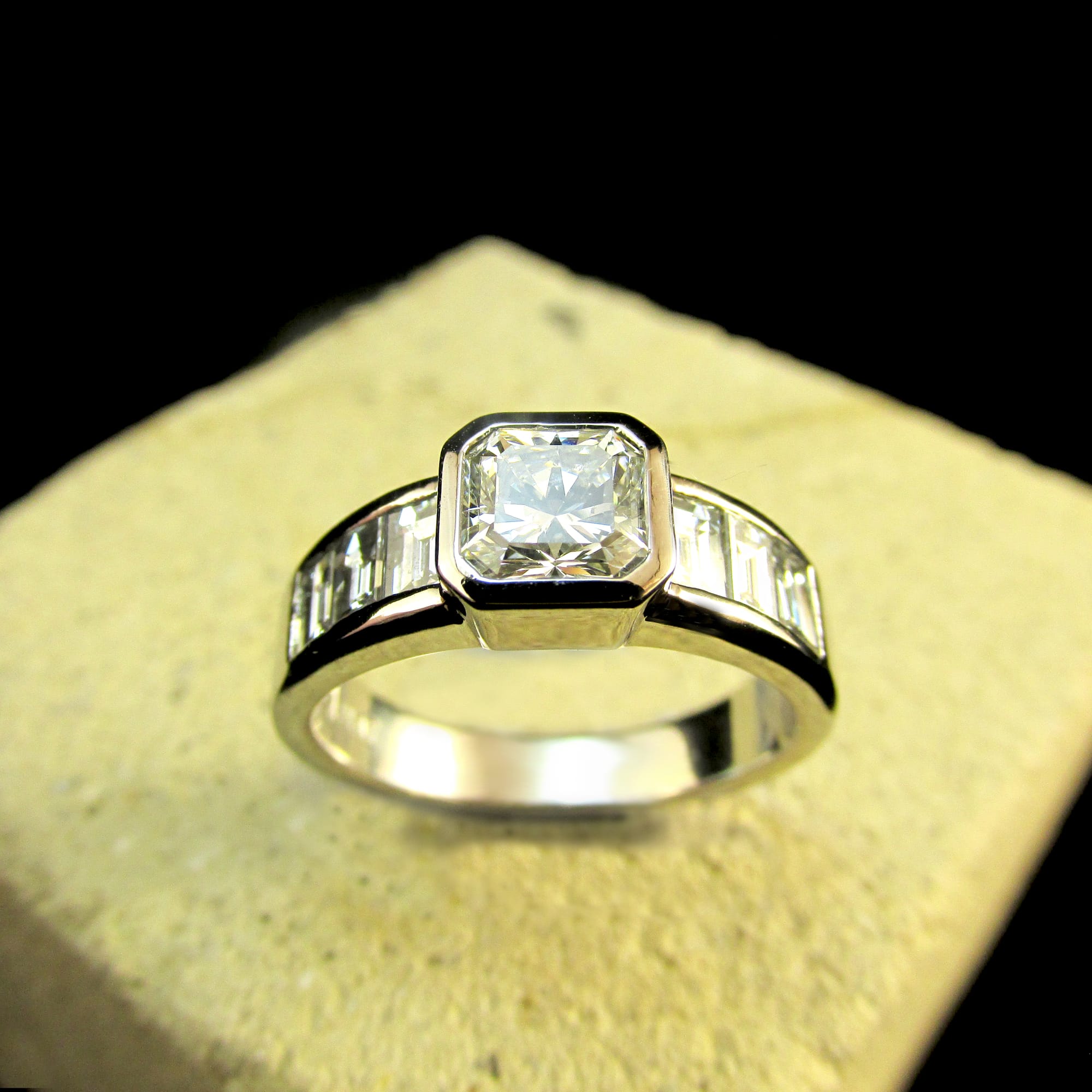 Platinum Lucere & Baguette Diamond Ring (ref#27029)