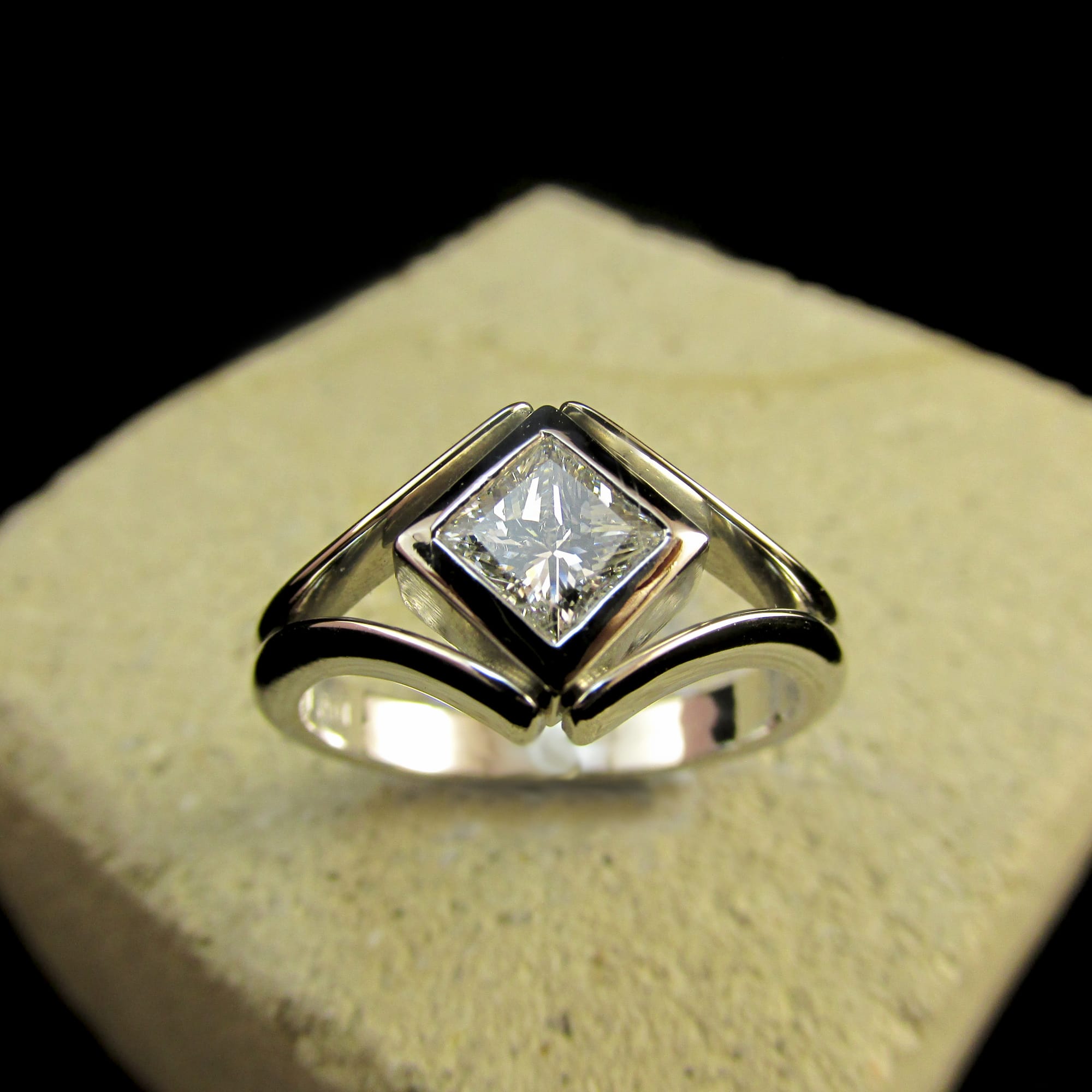 Platinum & Princess Cut Diamond Solitaire (Ref#27032)