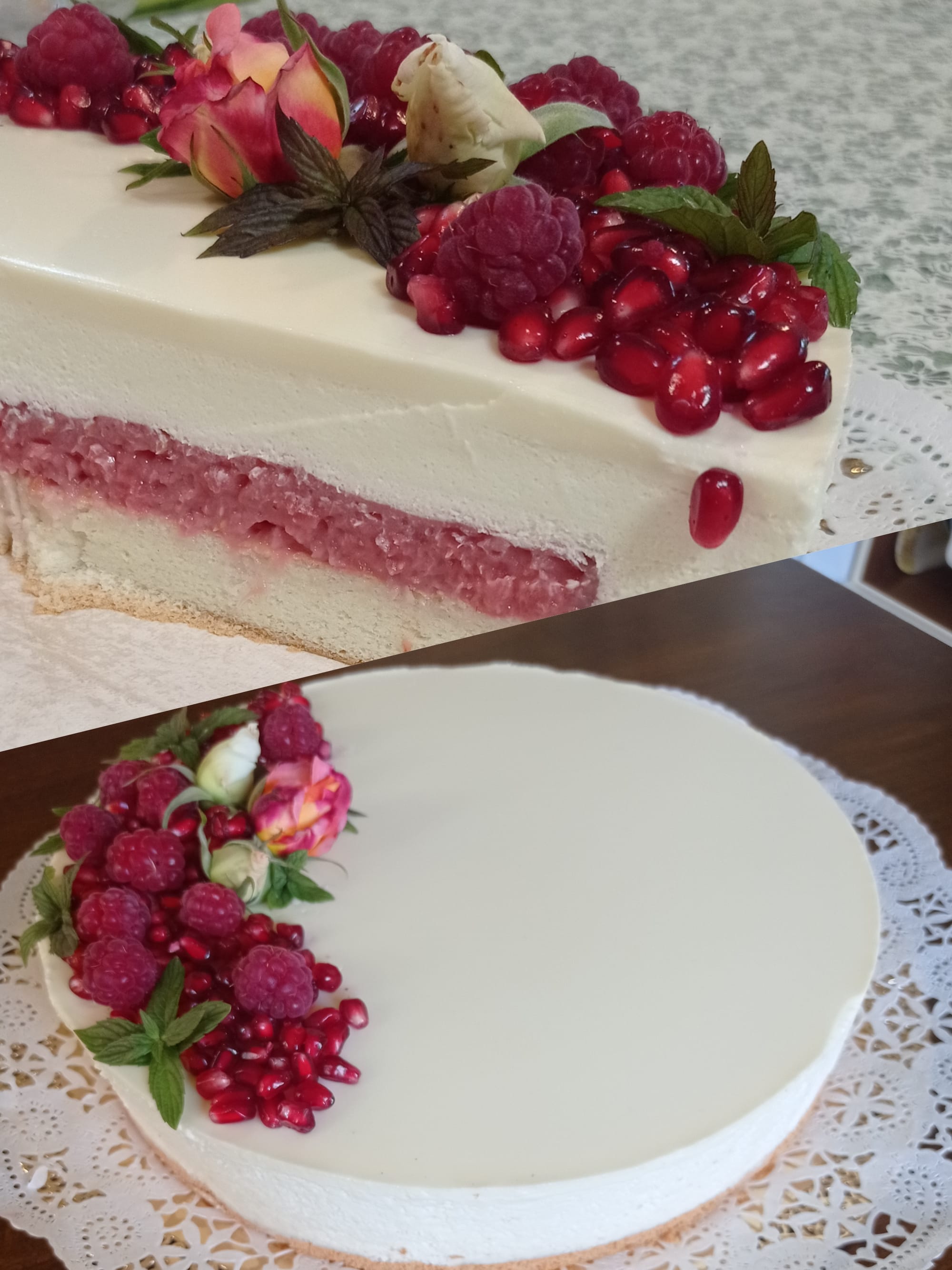 Almás-málnás fehér csoki mousse torta