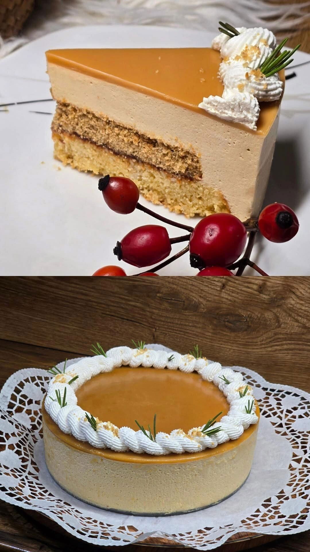 Tejkaramell torta csipkebogyóval