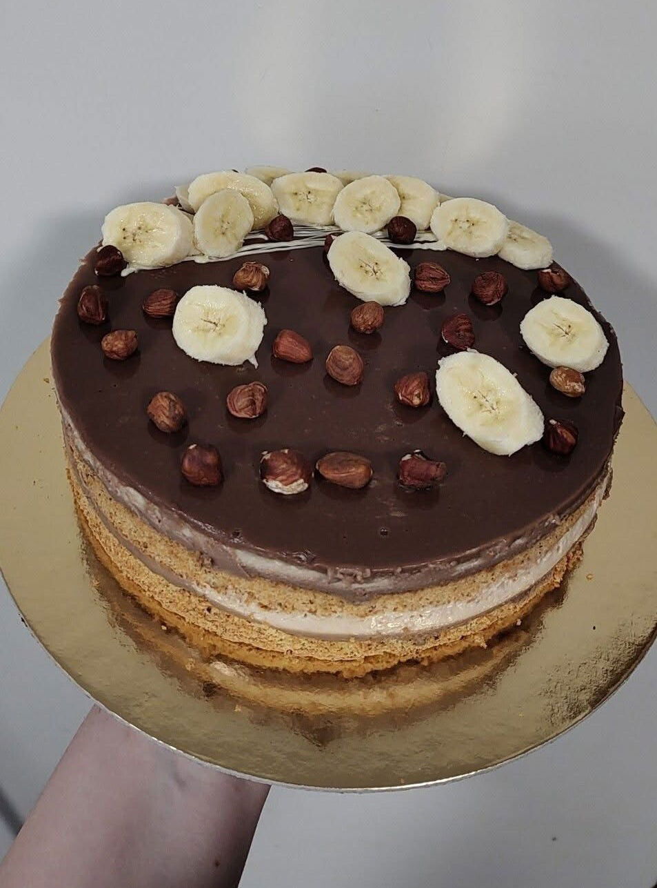 Mogyorókrémes banán torta
