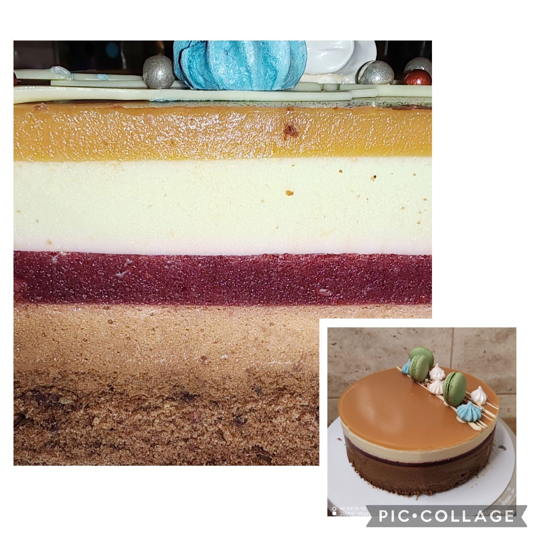 Csokis vaníliás torta eperrel, és karamellel