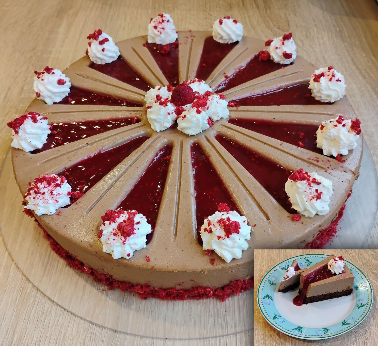 Csokis-gesztenyés torta málnával, Zila formában