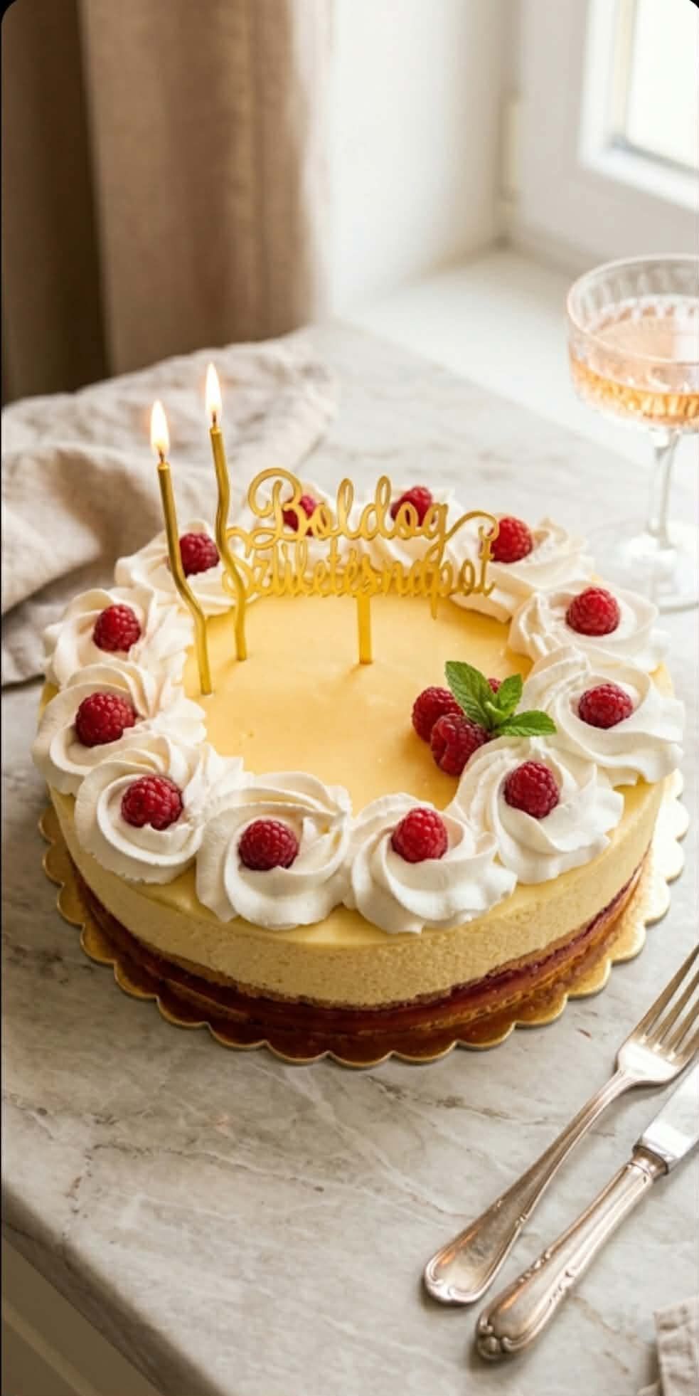 Citrusos bodza torta málnával