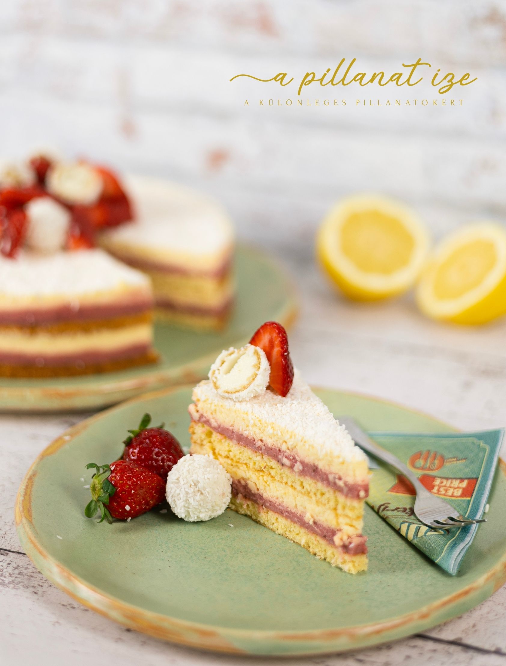 Citrom torta recept kókusszal és eperrel