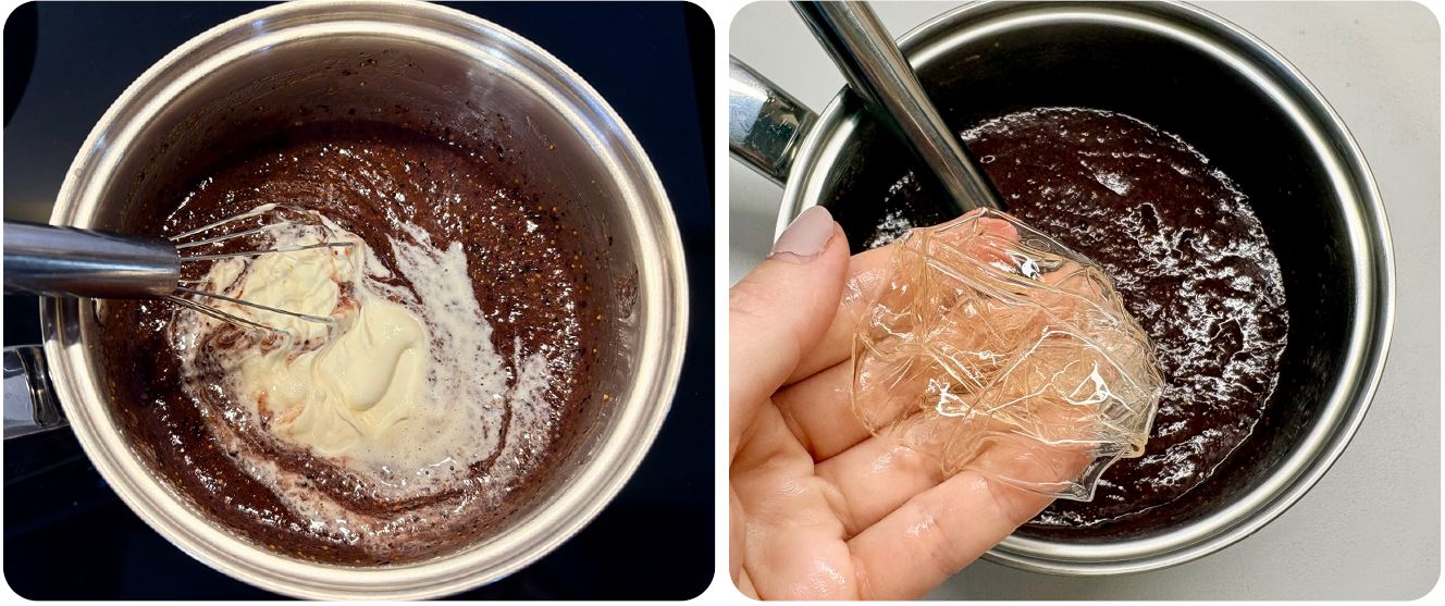 Fügés torta áfonyával és vaníliamousse-szal recept