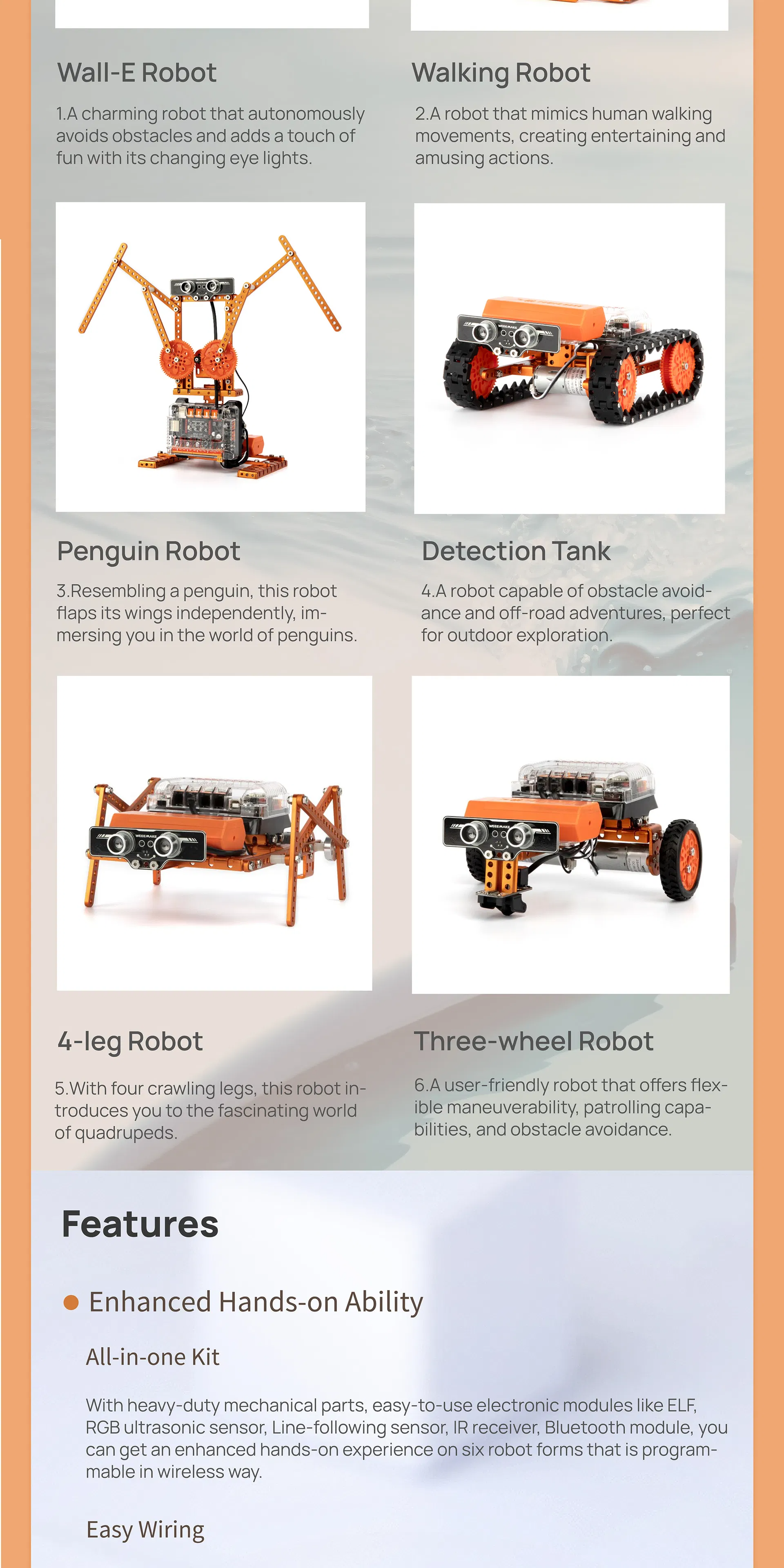 6 in 1 Educational Kits Learning Programmable Stem Robot for Kids Students