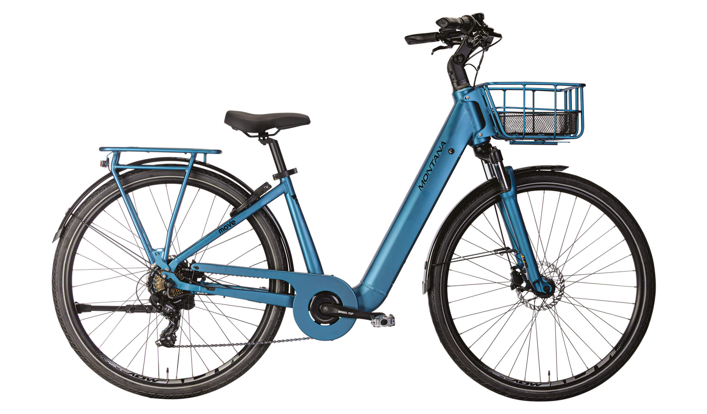 Bici elettrica Montana MOVE da città con telaio monotrave e batteria integrata da 602Wh