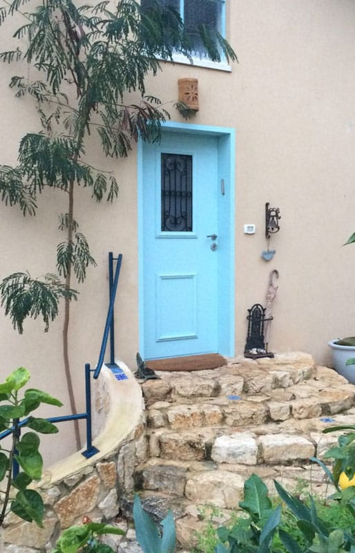 a blue door on a building