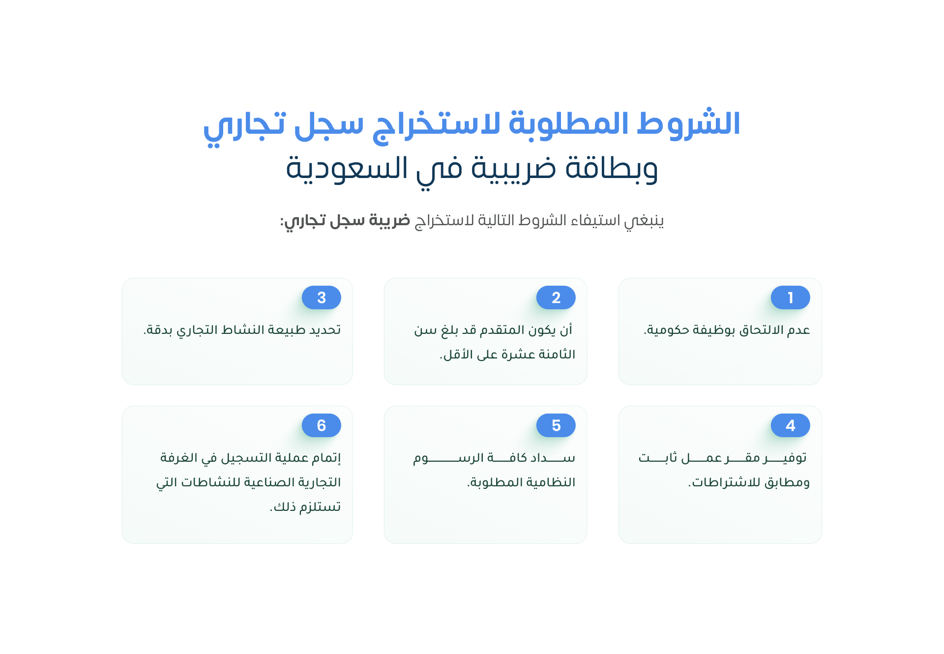 الشروط المطلوبة لاستخراج سجل تجاري وبطاقة ضريبية في السعودية